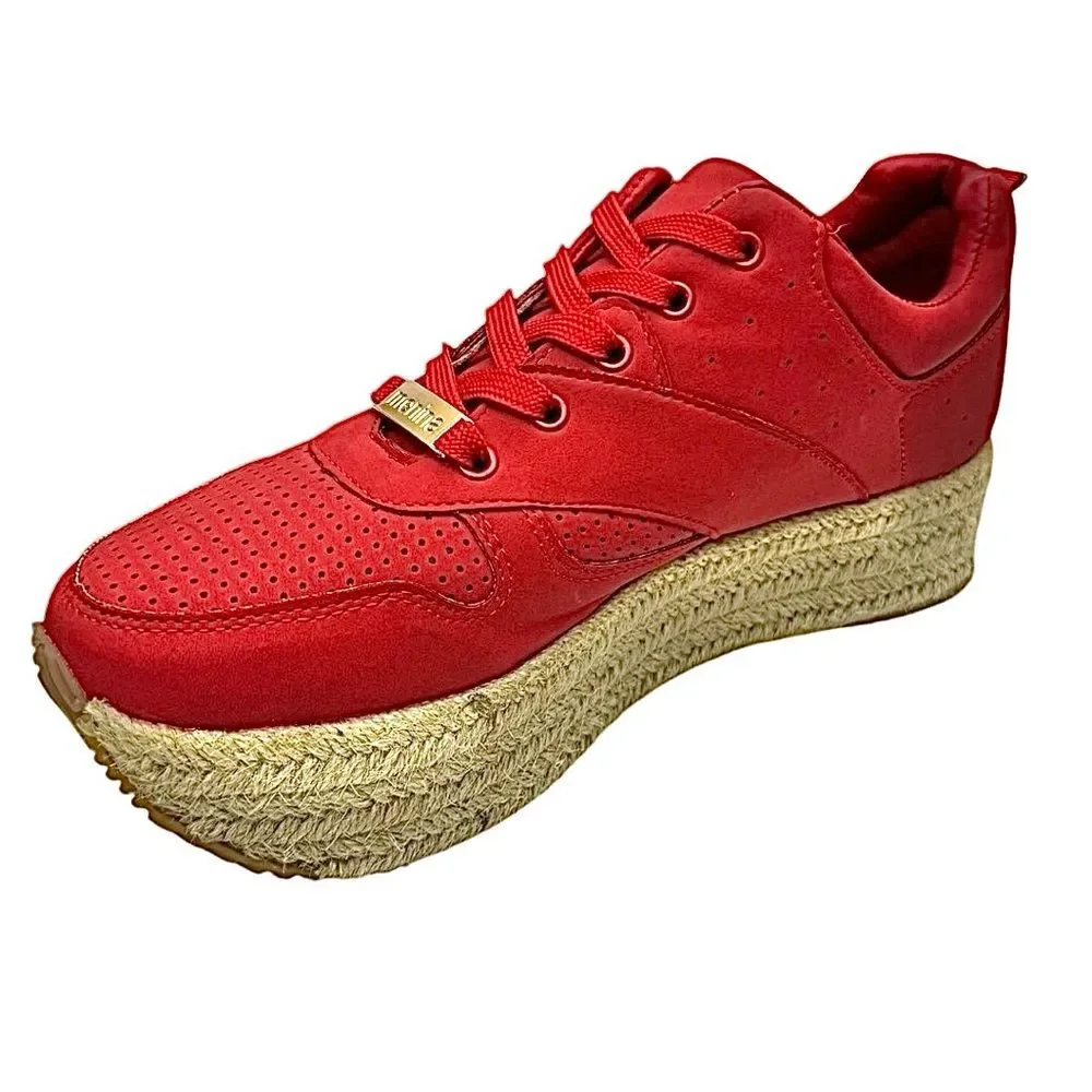 Menina Womens Roma 4 Lace Up Low Top Solid Platform Cork Size 9 Wedge Shoes